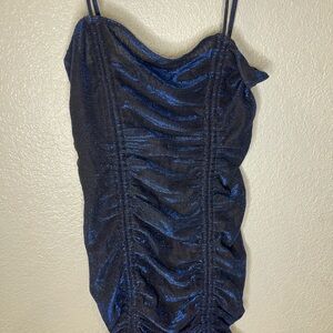 Callipygian xm Shimmering Blue Ruched Dress